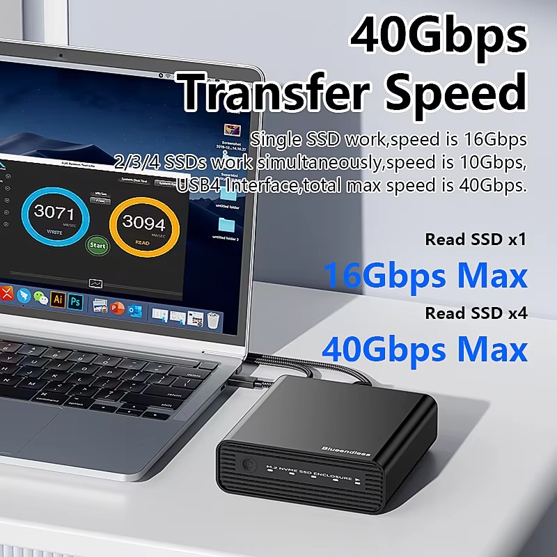Aluminum M2 4-Bay USB4 Externa - đánh giá và giá External Nvme Ssd